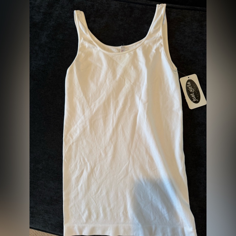 Just Tees White Scoop Neck Tank Top
